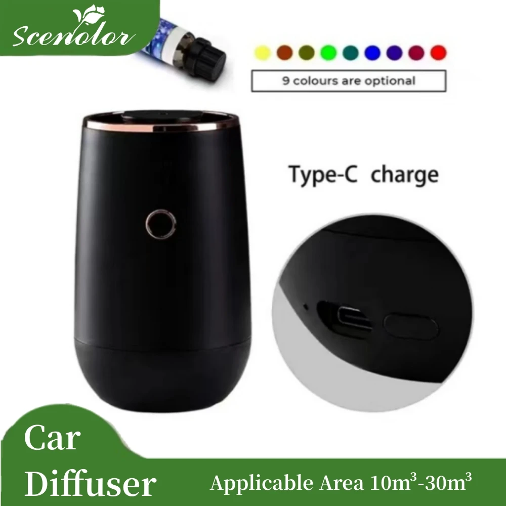 

Waterless Essential Oil Aromatherapy Diffuser Office Desktop Portable Electric for Spa Home Mini Car Spray Timing 9 LED Lights