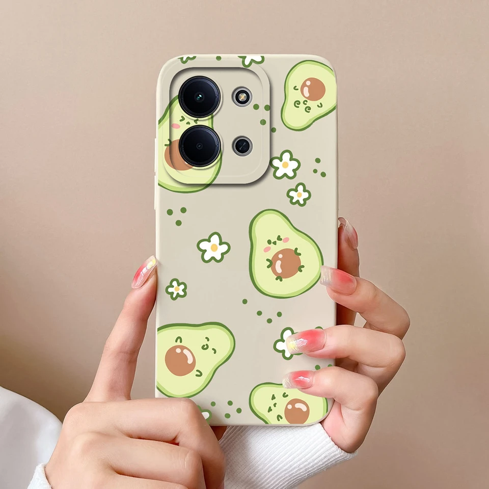 White Rose Avocado Design Dustproof Anti-Slip Soft Bumper Case
