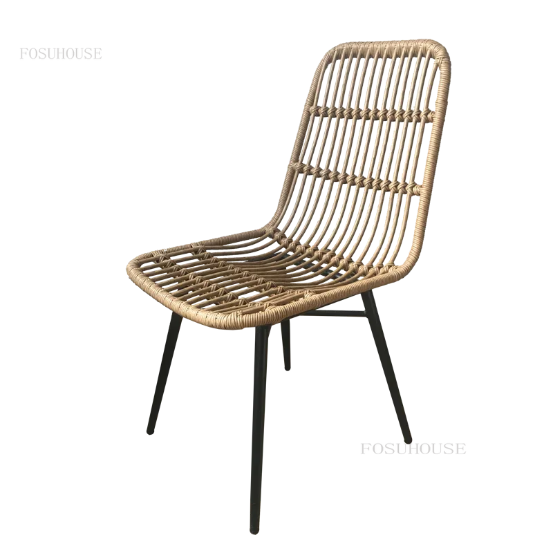 Nordic Rattan Outdoor Chairs Minimalist Modern Wrought Iron Leisure Garden Chair Backrest Balcony Beach Chair Outdoor Furniture portable camping chair