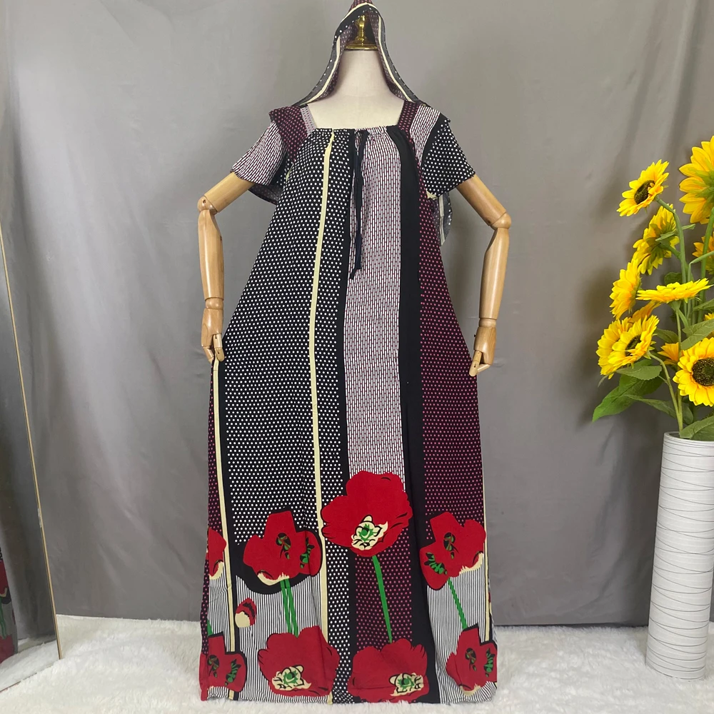 

Abayas For Women Dubai 2022 Muslim Fashion Femme Musulman Floral Short Sleeve Long Robe Turkey Islam African Dress With Hijabs