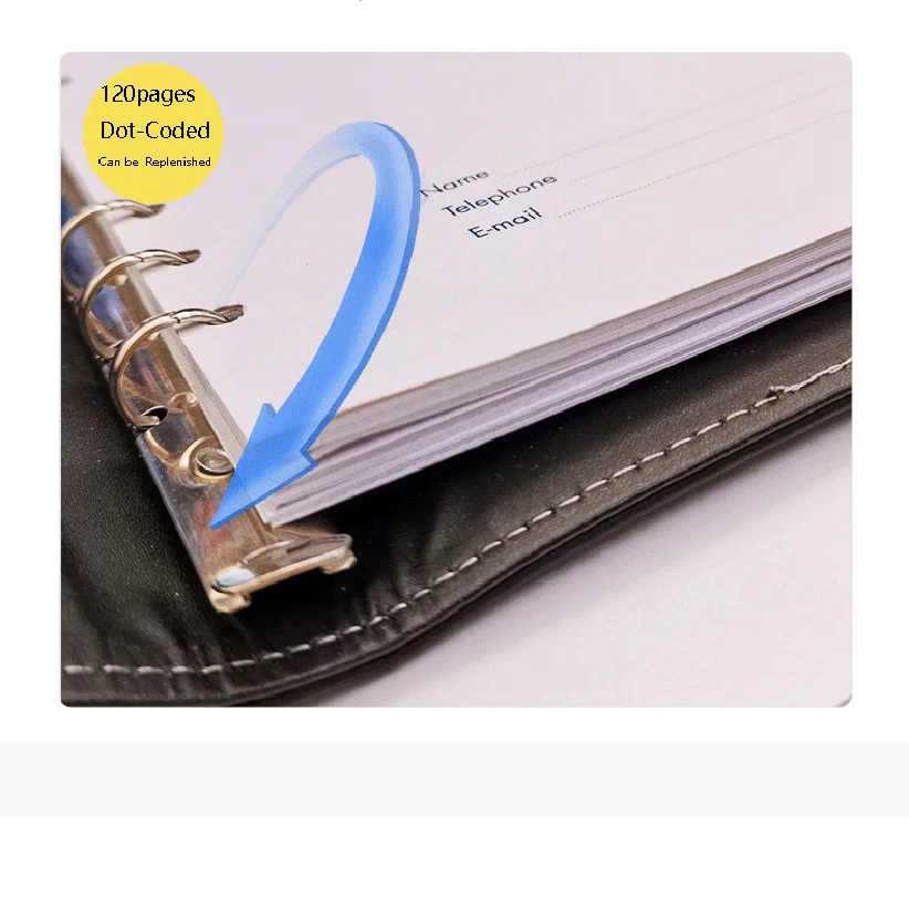 펜 루프, 카드 홀더, 도트 코드 인쇄 페이지가 포함된 스마트 종이 노트 Ophaya SyncPen 및 앱과 호환되는 필기