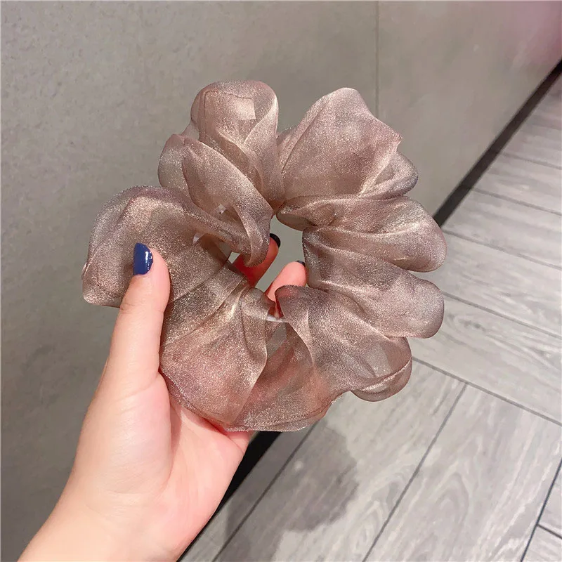 Summer Organza Silk Scrunchies Elastic Hair Bands for Women Fashion Hair Rope Ponytail Holder Ties Girl Hair Accessories
