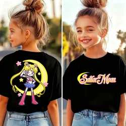 Children's Summer Sailor Moon Cartoon Print Loose Fit T - Shirt - 140 (8)