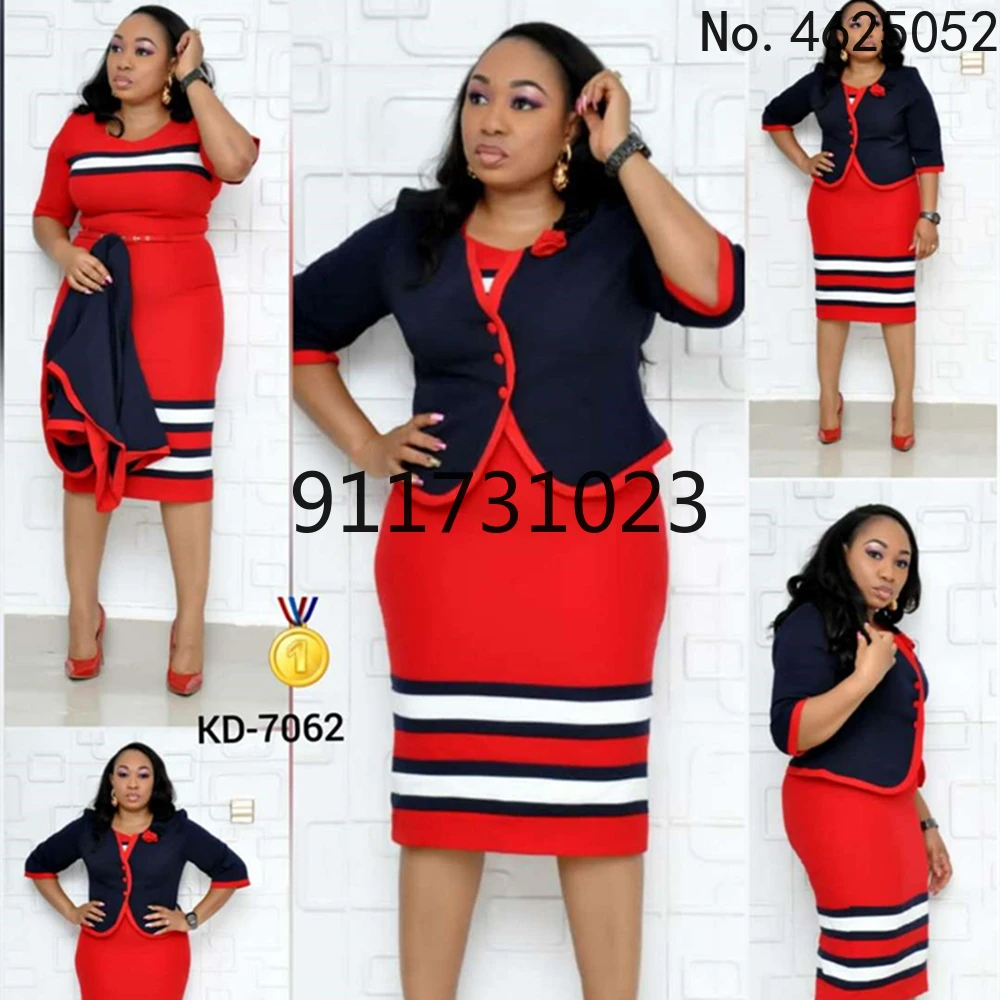 Hot Sale African Turkey Style Plus Size Striped Printed Top And Dress Suit For Women