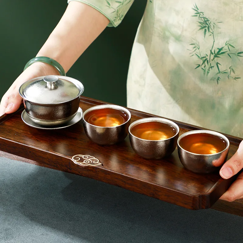120ml Pure Titanium Gaiwan Set,High Temperature Crystallization,High-end Business Gifts, kung Fu Tea Set,Portable Tea Bowl