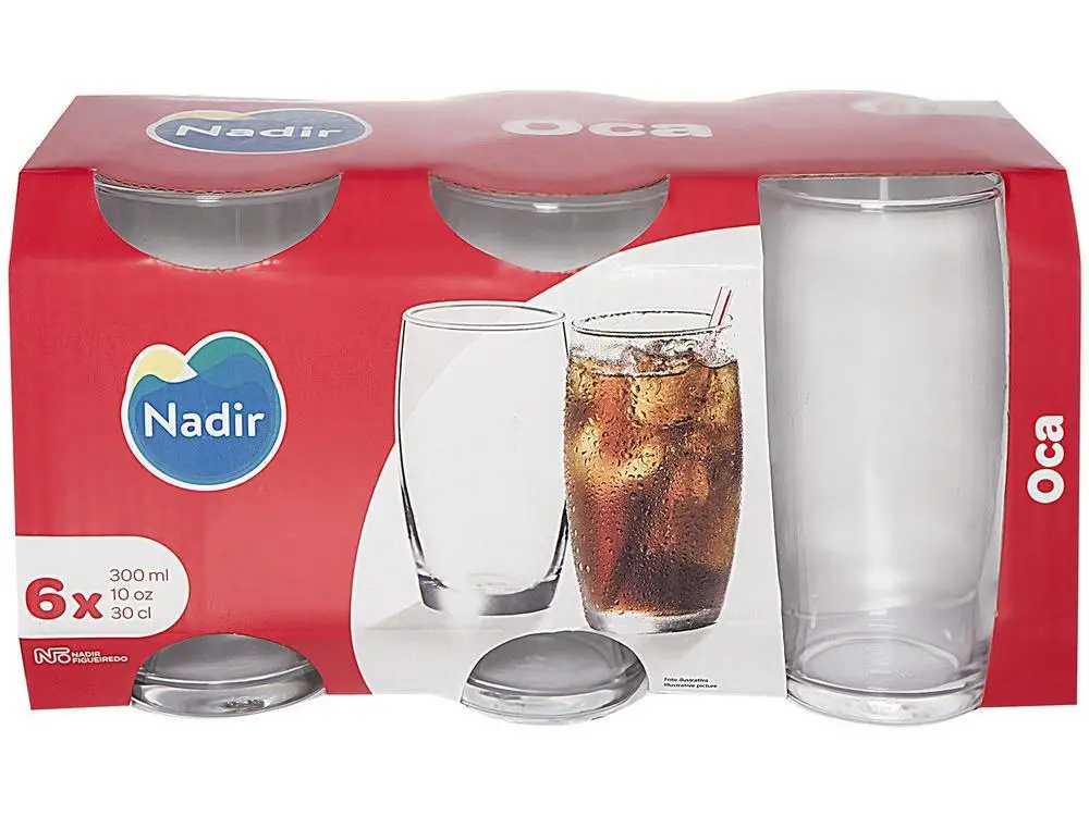 Jogo de Copos de Vidro 300ml 6 Peças Nadir 4