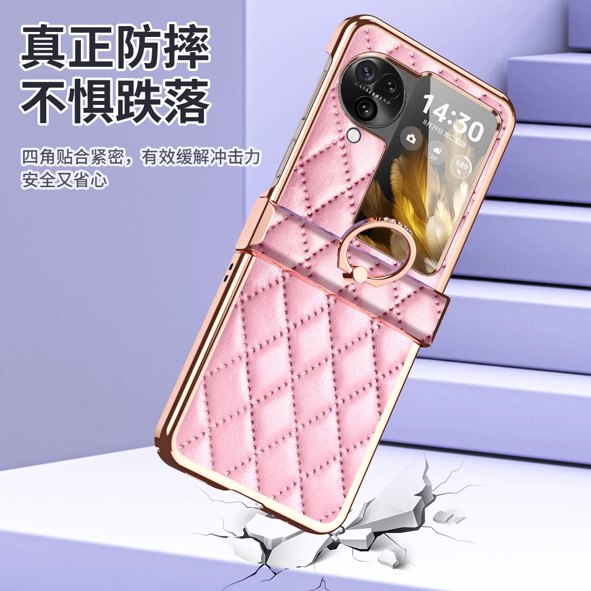 

Петля с кольцевым покрытием для Oppo Find N3 Flip Phone Back чехол Защитная стеклянная пленка для экрана в форме алмаза для Find N3 flip
