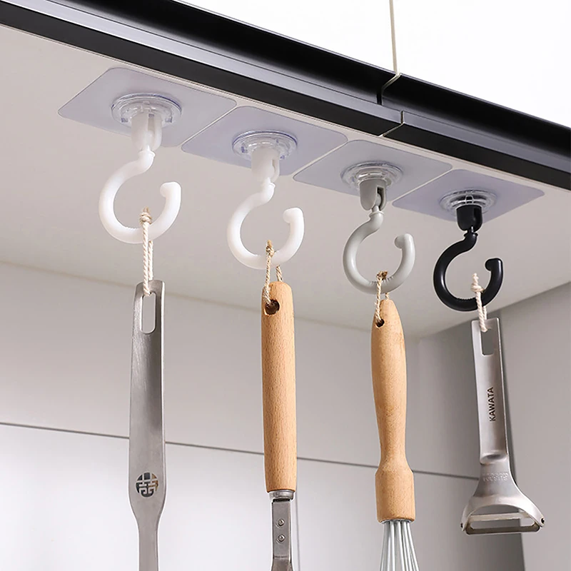 

Ceiling Swivel Hook Self Adhesive Wall Key Hanging Multi-functional Storage Sticky Hooks Home Storage