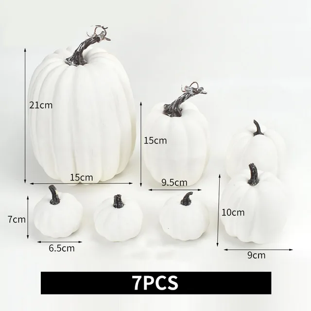7pcs Halloween Artificial Pumpkin Set – Orange Foam Pumpkins for Outdoor & Indoor Table, Porch, and Fall Festival Decoration 6
