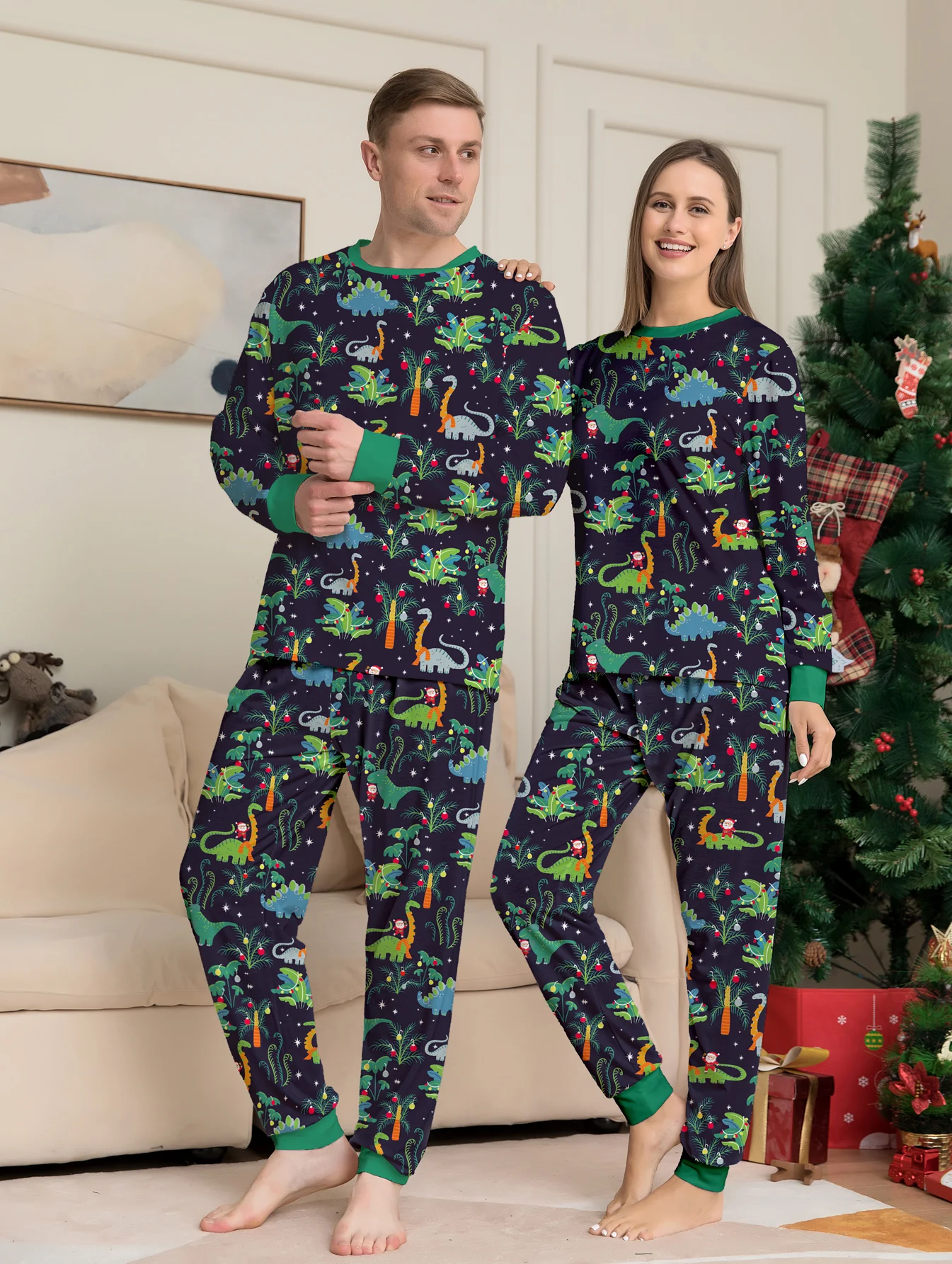 2024 Christmas Pajamas Set Santa&elk Print Parent-child Matching Outfits Family Look 2 Pcs Suit Baby&dog Romper New Year Clothes 3