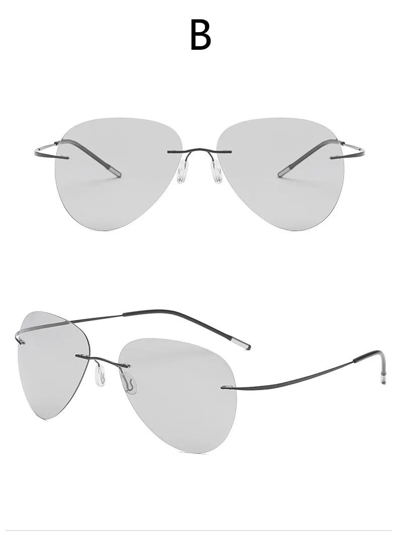 BOYSEEN Randlose Titan Photochrome Sonnenbrille Polarisierte Sonnenbrille Männer Vintage Ultraleicht Marke Designer Pilot Brillen UV400 – Detail 10