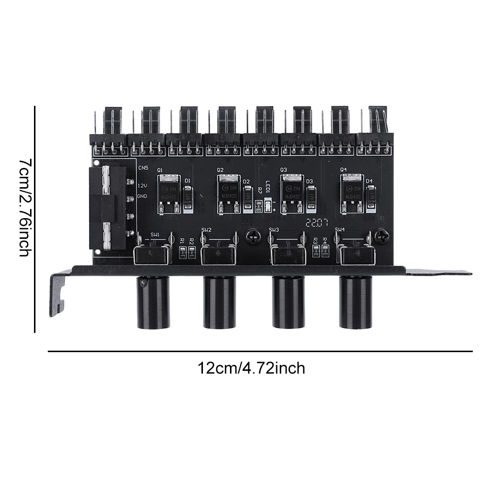 PC Fan Hub SATA/4 Pin Adapter CPU Cooling Fan 8 Channel  4 Knob PWM Cooler Fan HUB PWM Hub Cooling Fan Speed Controller