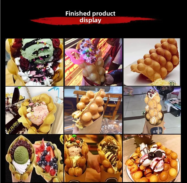 Description Picture 6 of itemCommercial Electric Egg Bubble Waffle Maker Machine Hong Kong Eggettes Waffle Iron Cake Oven Bubble Waffle Machine
