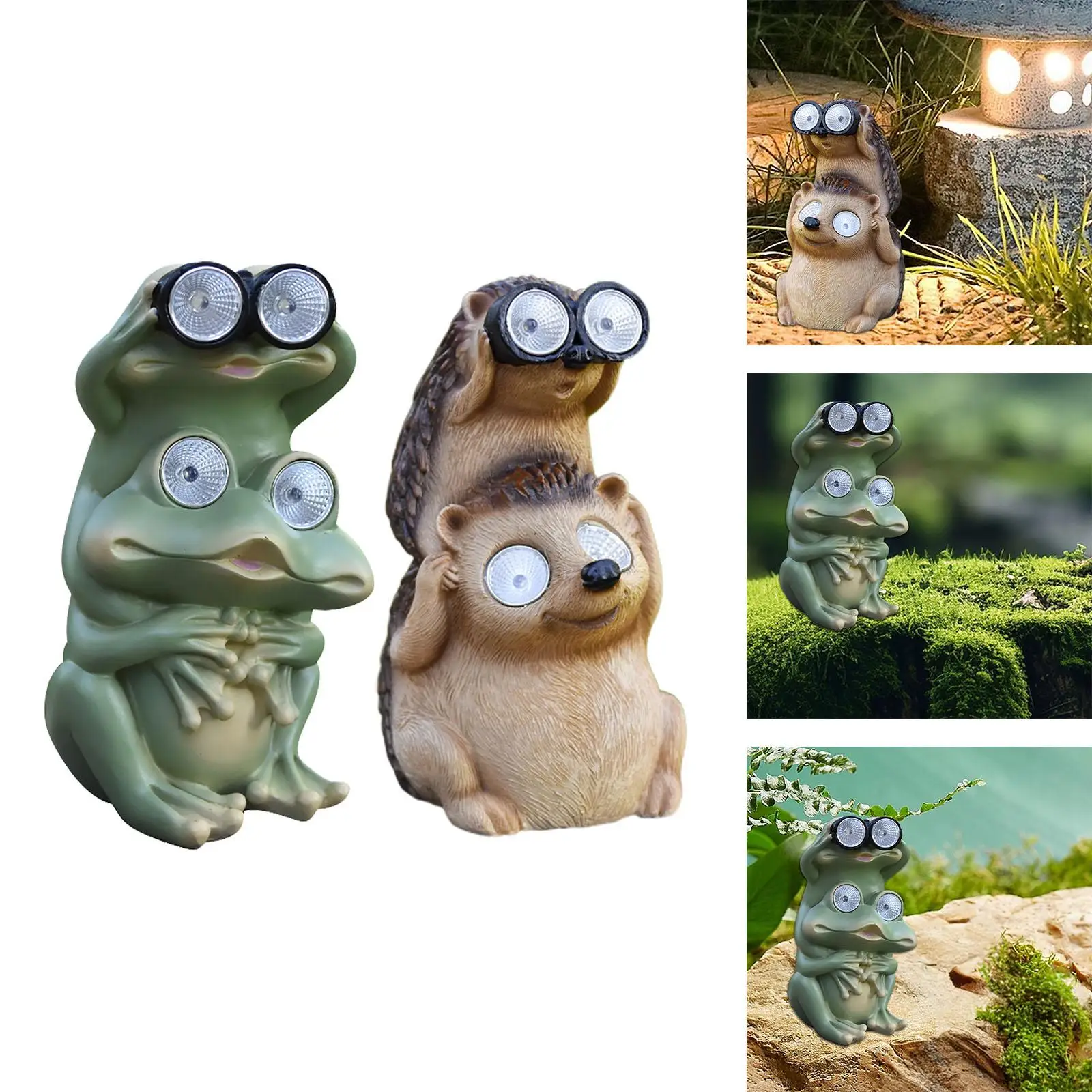 Resin Animal Figurine Lawn Solar Garden Statue LED Light up Lawn Ornament for Farm Birthday Farmhouse Family Friends Courtyard