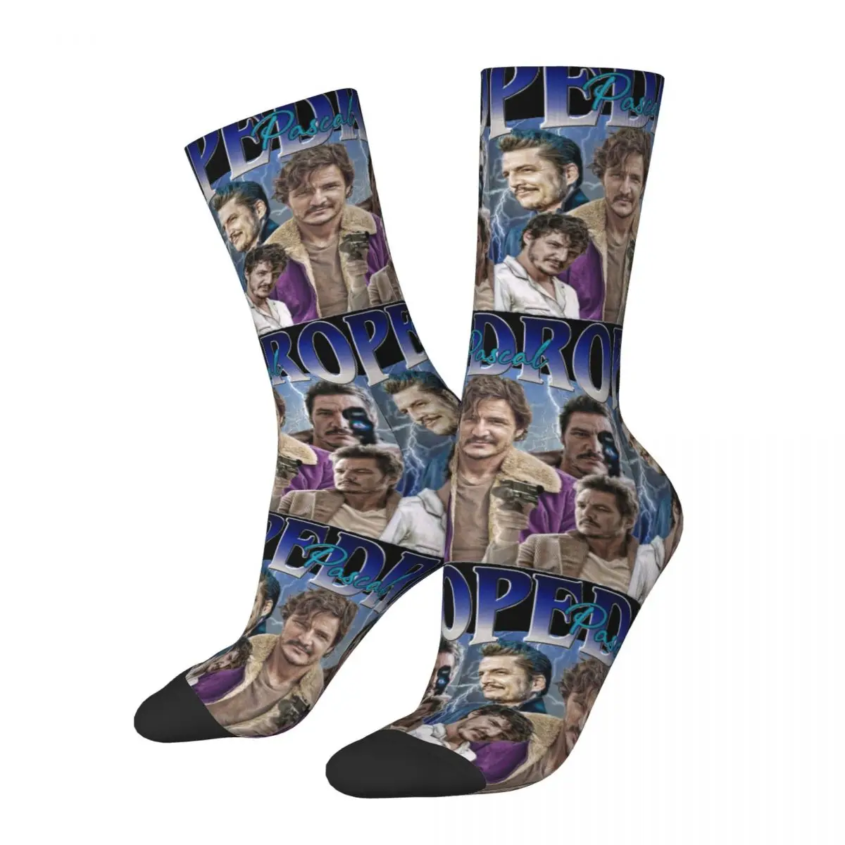 

Crazy Design Pedro Pascal Homage Basketball Socks Polyester Middle Tube Socks for Unisex Sweat Absorbing