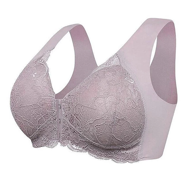 Plus Size Front Fastening Bra Middle-aged and Elderly Women Underwear Push  Up Bra Thin Underwear Comfortable Breathable Solid