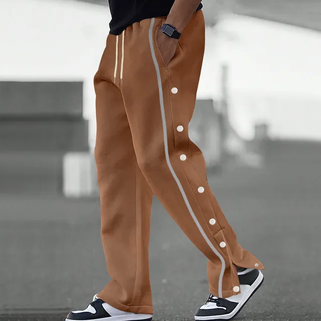Pantalon Long en Jacquard, simple boutonnage, Patchwork, ample, grand pantalon décontracté, polyvalent, sanitaire, nouvelle collection printemps et automne 2025 1