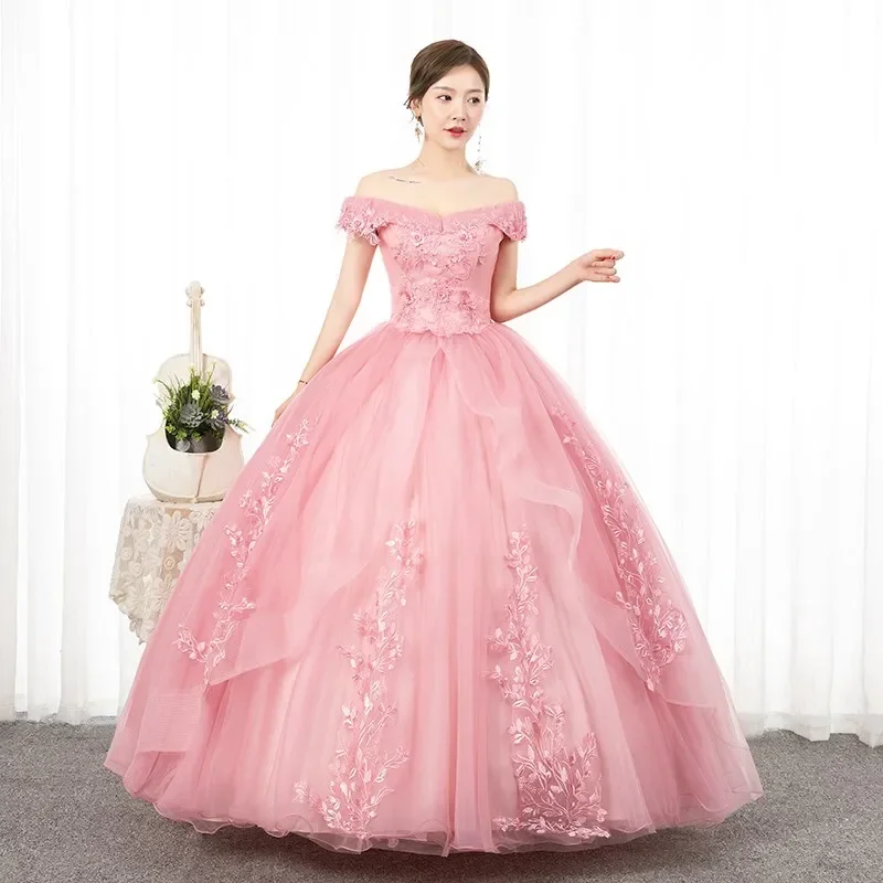 

Pink Off The Shoulder Princess Quinceanera Dresses Robe De Bal Ball Gown Quinceanera Dresses Plus Size Vestidos De 15