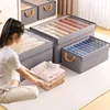 Collapsible Clothing Organizer Folding Clothes Storage Basket with Cover Metal Frame Underwear Storage Box Wardrobe Organizer 5