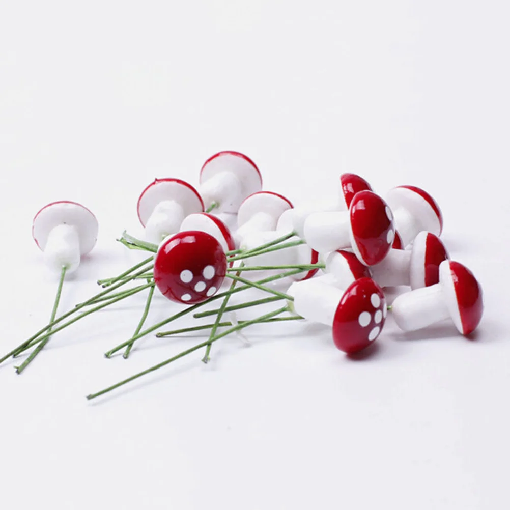

20 Pcs Micro Landscape Decor Decoration Decors Bonsai Decorations Miniature Speckled Mushrooms
