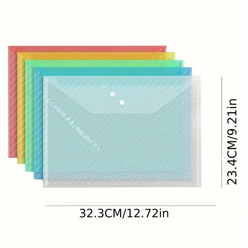 20pcs Snap Button File Folders - A4 Letter Size,Durable Plastic Document Organizer for Office, School, Portable File Organizer