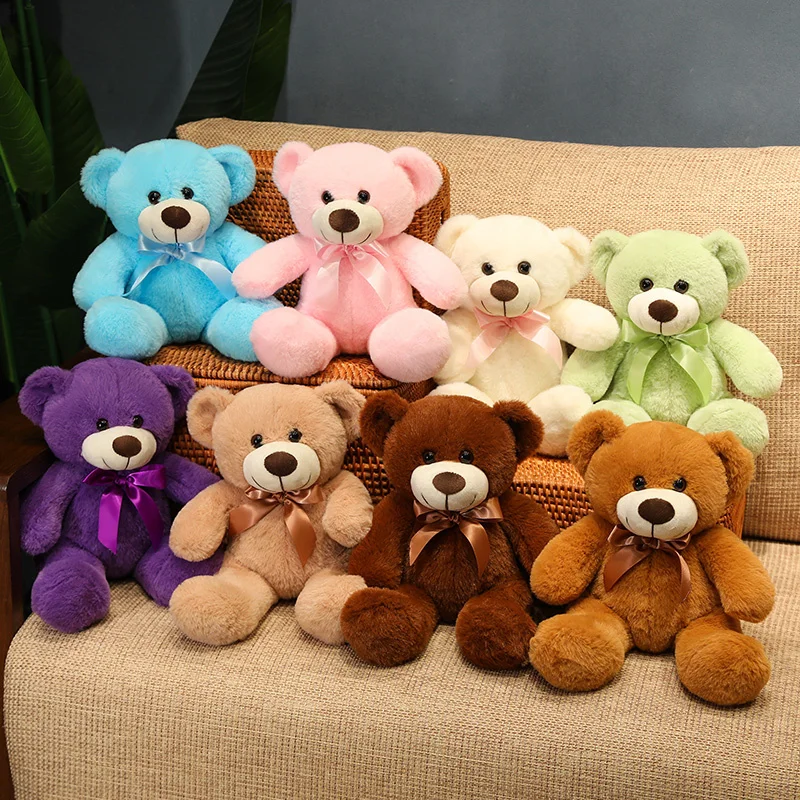 

Kawaii Colorful Teddy Bear Plush Toys Cute Fluffy Stuffed Animal Cuddly Bears Doll for Girlfriend Lover Birthday Xmas Gifts Room