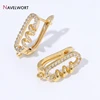 18K Gold Plated Brass Metal Oval Earwires Earring Hooks With English Clasps Inlaid Zircon Earring Fixtures Jewelry Accessories