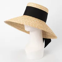 2024 Summer Straw Hat Beach Hat Women's Seaside Sun Hat Vacation Bow Ribbon Flat Top Big Brim Straw Hat praia 모자 - Image 4