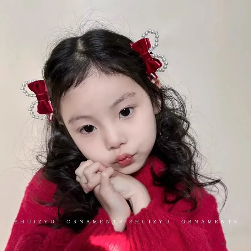 Children's Double-sided Bow Hairpin Baby Cute Rabbit Ear Clip Hair Accessories New Year's Top Clip Headgear Wholesale