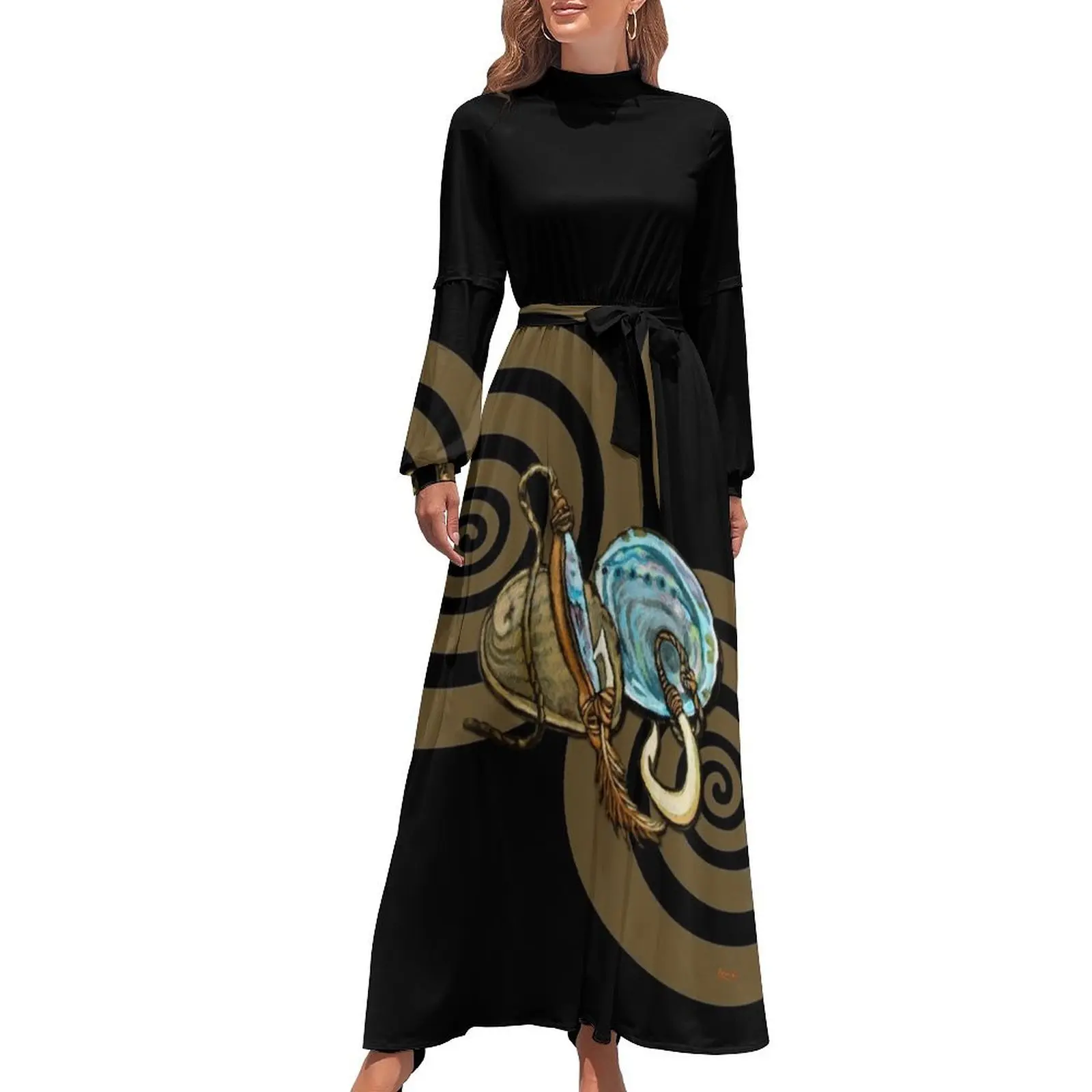 thumbnail image 1 of Abal con vestido largo de pesca maorí histórico vestidos de cóctel vestido de noche para mujer, 1 of 5