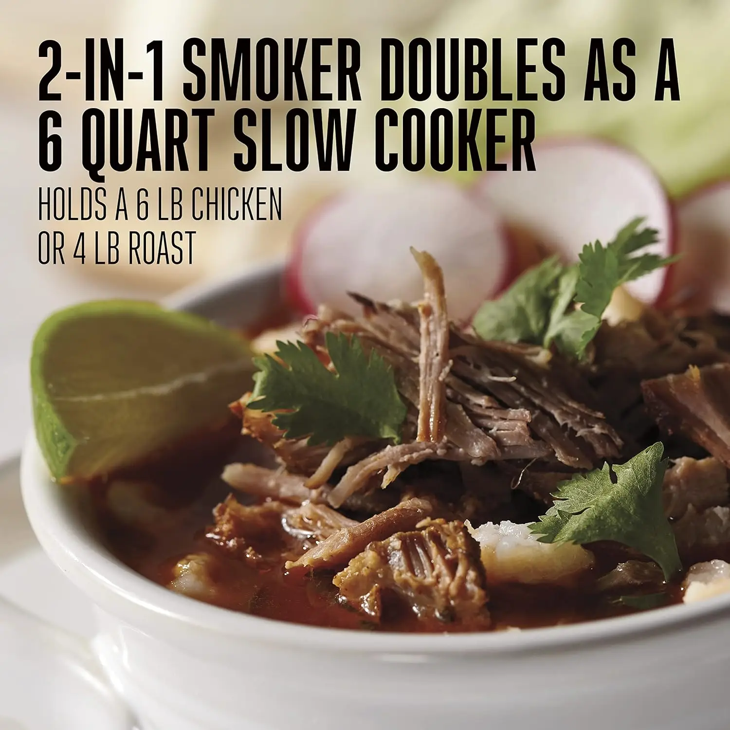 BRANDS 2-in-1 Indoor Electric Smoker & Programmable Slow Cooker, 6 Quart, Dishwasher Safe Crock, Black (03-2500-W) 3