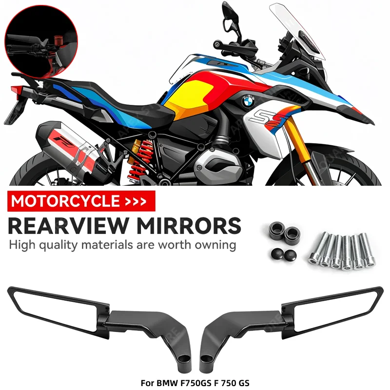 BMW F750GS F 750 GS용 오토바이 미러, 스텔스 윙렛 미러 키트, 회전 조절 가능 미러