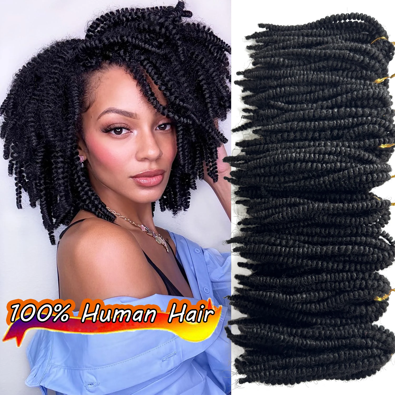 Spring Twist Crochet Hair 100% Human Fluffy Bomb Hair Twist Braiding Virgin Hair Extensions Suitable For Women Fast Shipping 1