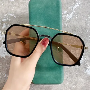 편광 렌즈 안경 컴퓨터 작업자를위한 안티 블루 라이트 보호 변색 안경 평면 렌즈 기하학 프레임 NOV99