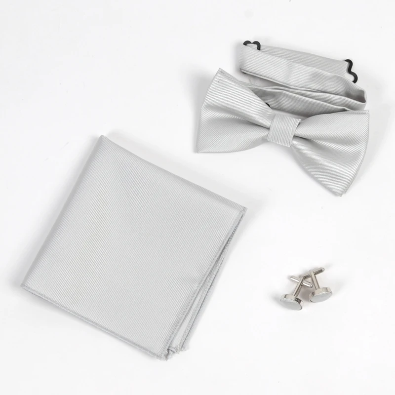 Herren-Schleifenknoten-Sets in Unifarben mit Exquisiten Manschettenknöpfen und Weichen Taschentüchern für Hochzeiten, Hemden und Herren-Accessoires – Detail 12