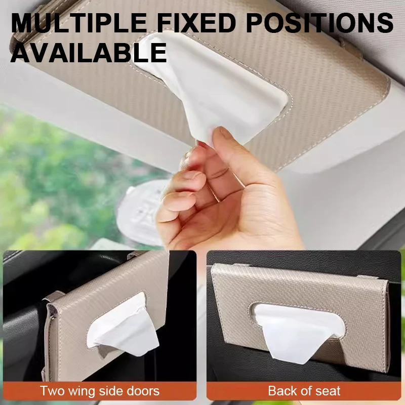 Car Sunshade Plate Tissue Box Universal Auto Interior Paper Towel Storage Bag Carbon Fiber Sun Visor