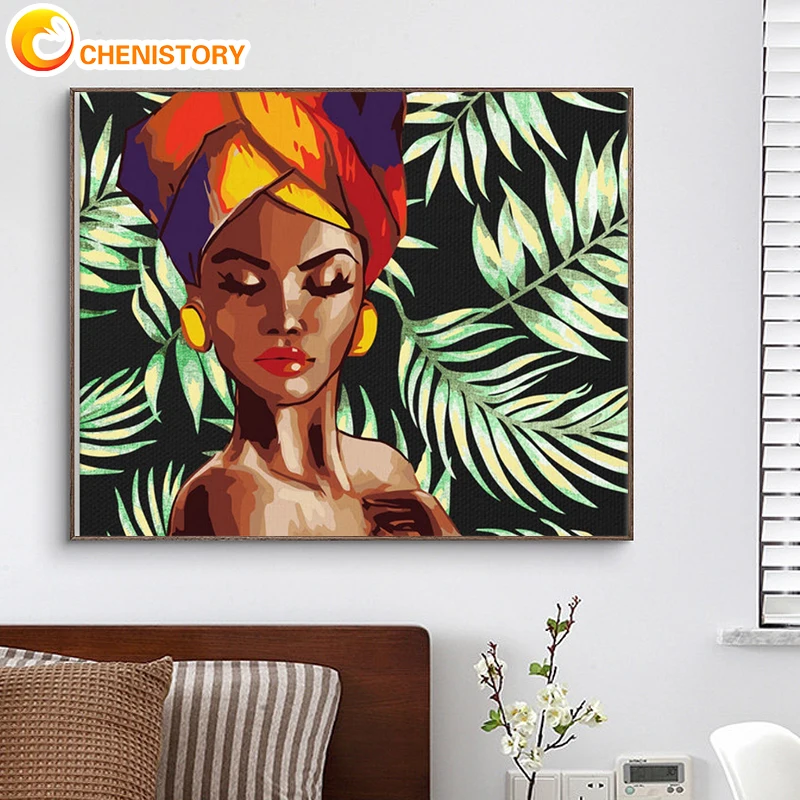 

CHENISTORY Oil Painting By Numbers Leaves Woman Adults Crafts Picture By Numbers Diy Paintings Number Modern Home Decor