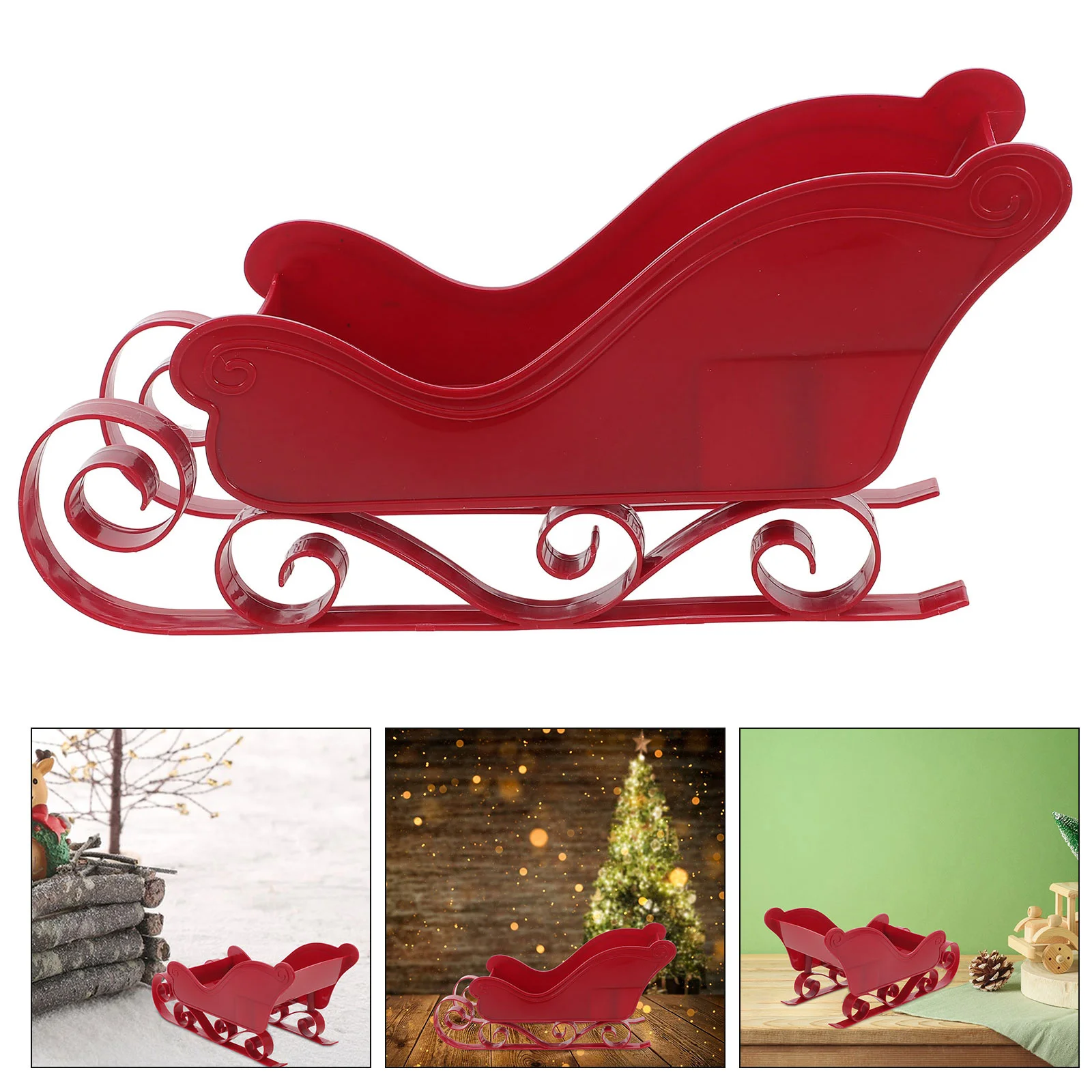 

Christmas Snowmobile Decoration Sleigh Ornament Small Skiing Board Plastic Adornment Delicate