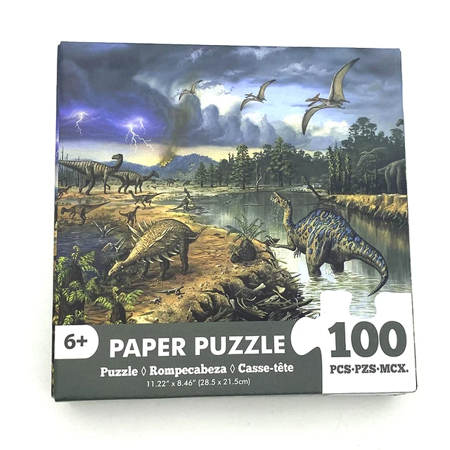 100 Pieces Jigsaw Puzzle Assembling Picture Cartoon Animals Dinosaurs Decompression Puzzles Toy Educational Gifts 3