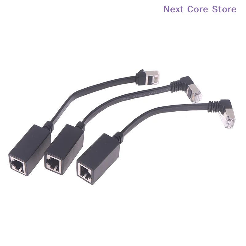 우측/좌측 각도 엘보 네트워크 와이어 90도 CAT7 네트워크 연장 케이블 플랫 울트라 10G RJ45 남성-여성 어댑터 코드