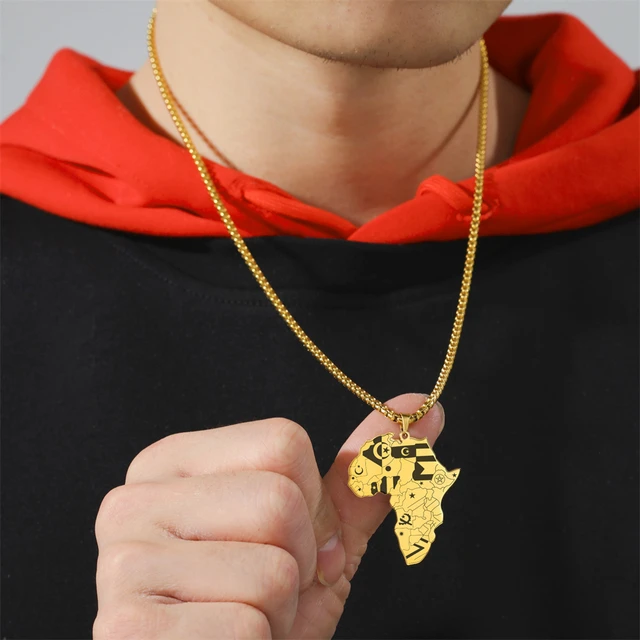 Africa Continent Map African Country Pendant Necklace Chain Gold Afro Women  Men | eBay