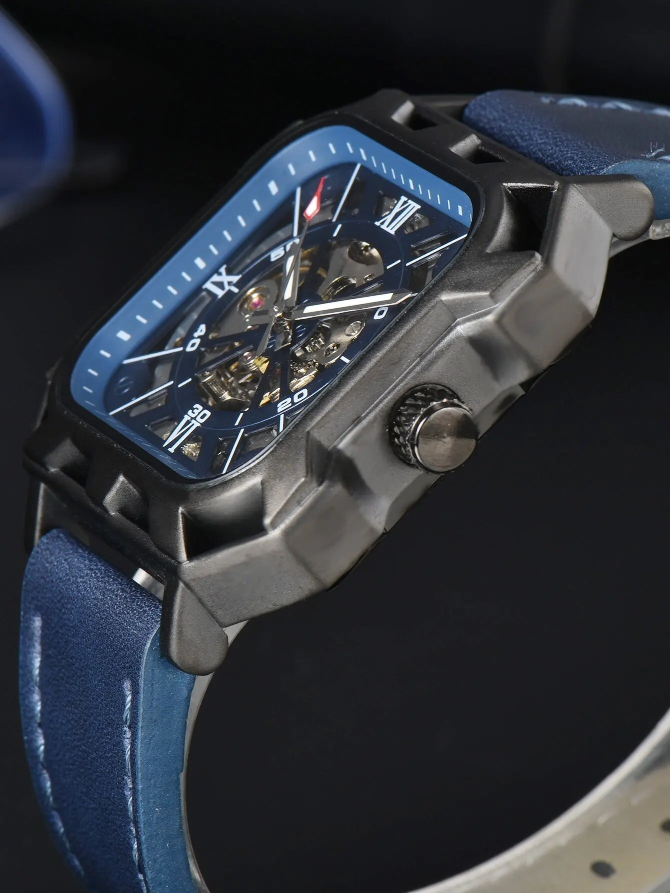 LONGLUX automatic watch cool mechanical wristwatches steel hollow no leather mens watch men gift mechanical watch