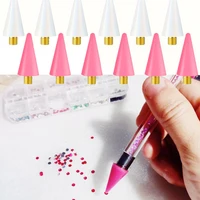 5pcs Pink/White Nail Dotting Pen Replacement Wax Head Rhinestone/Gem/Charms Picking Up Tools Nail Art Wax Tips Applicator Tools 1