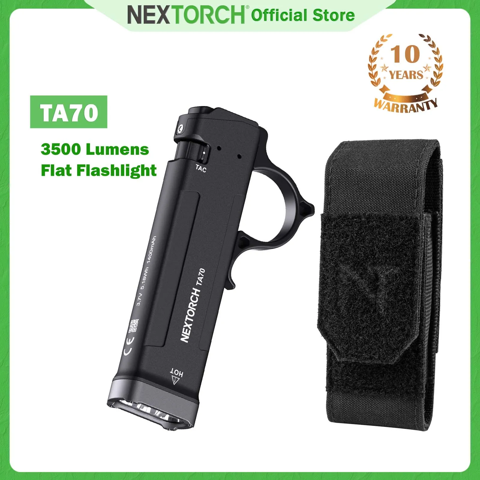 NEXTORCH TA70 EDC タクティカル懐中電灯、フラット懐中電灯、充電式