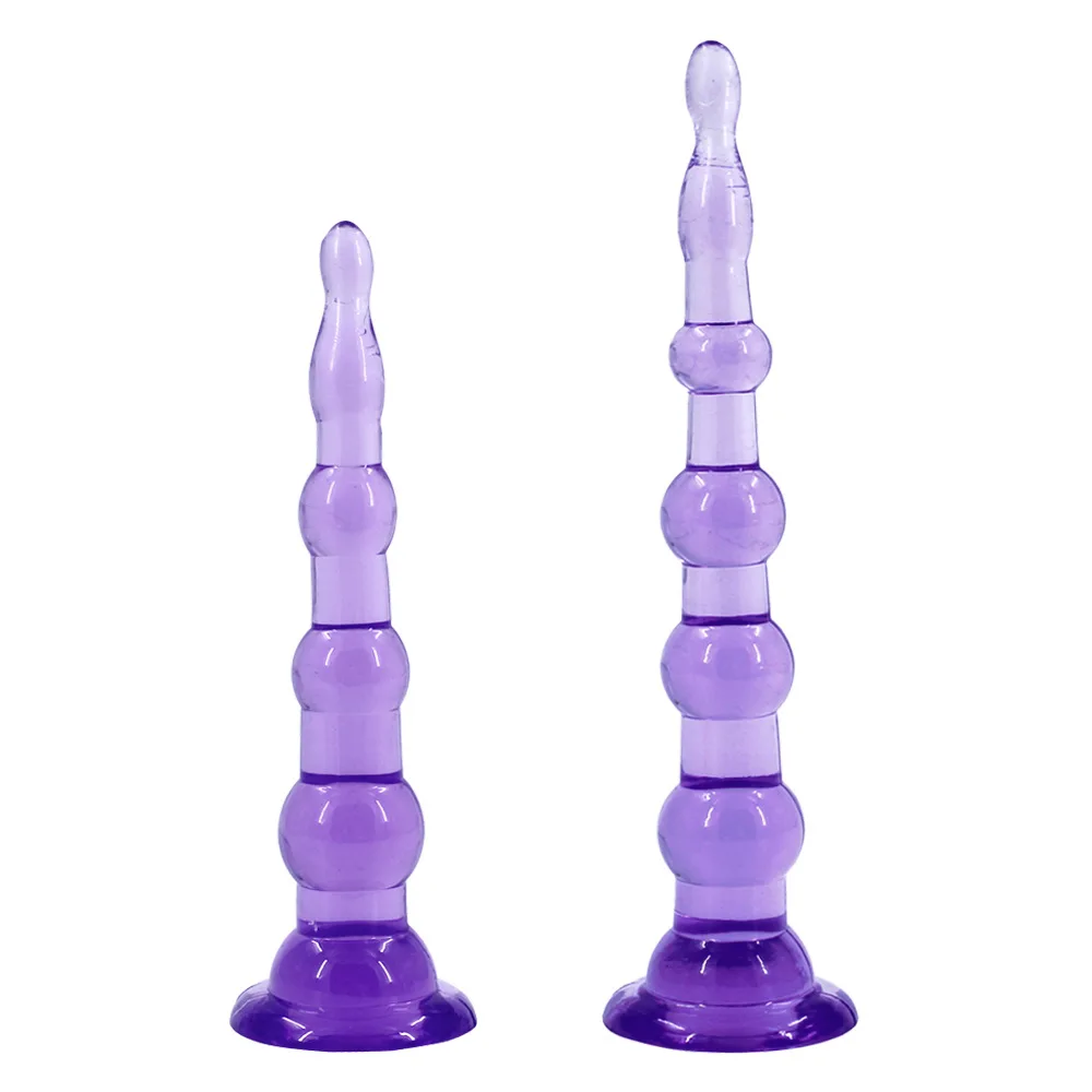 Gerippter Silikon Analplug Mit Perlen Und Jelly Dildo Toy_voghion.com