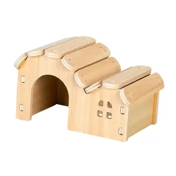 Criceto Casa in legno Animali Gabbia Accessori Criceto Nascondiglio Capanna per piccoli roditori Mouse cincillà Alianti di zucchero Gerbilli Mouse