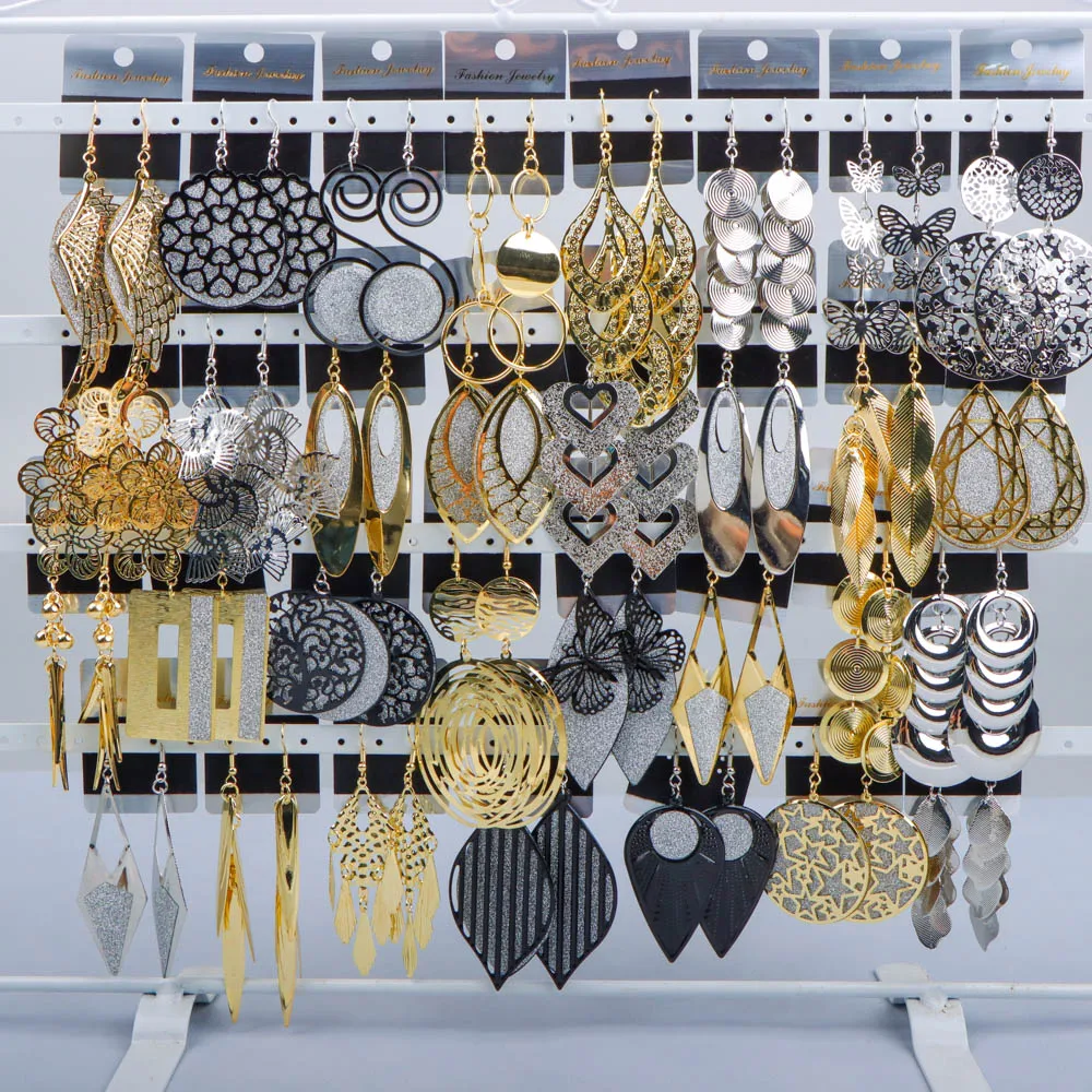10/20/30/50Pairs/Lot Retro Trend Bohemian Frosting Carved Hollow Earrings For Women Mix Style Jewelry Party Gifts Wholesale 1