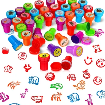 Timbri assortiti con motivi di frutta e verdura per animali da fattoria per bambini Timbri per insegnanti autoinchiostranti Premio per scatola del tesoro per bambini per la classe