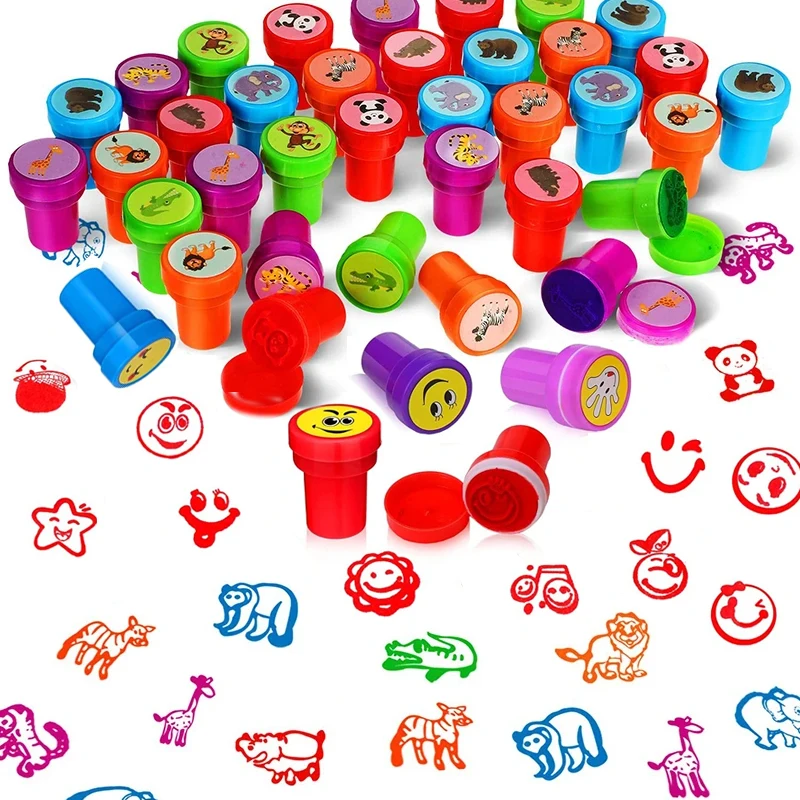 Animal Farm Animal Vegetable Fruit Pattern Assorted Stamps For Kids Self-Ink Teacher Stamps Kids Treasure Box Prize For Classroo