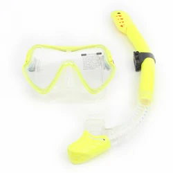 Professional Unisex Snorkeling and Diving Set with Mask and Tube (Clear Yellow)